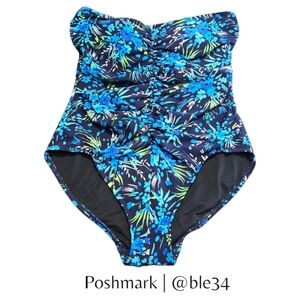 Vintage Gabar Strapless One Piece Floral Swimsuit